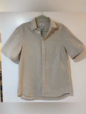 H&M Men's Short-Sleeve Button-Down Shirt — Light Beige